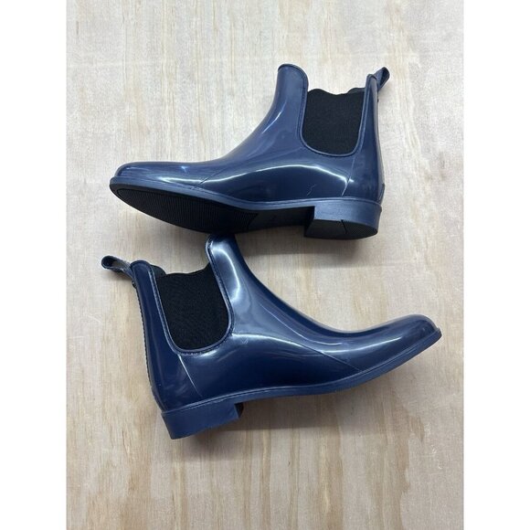 Sam Edelman Navy blue Chelsea Ankle Rubber Boots Waterproof Slip On Size 9M - Picture 2 of 7